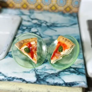 Aros porciones de pizza (plato verde)