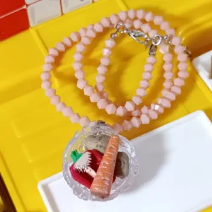 Collar Bowl de verduras (tira de cristales rosa)